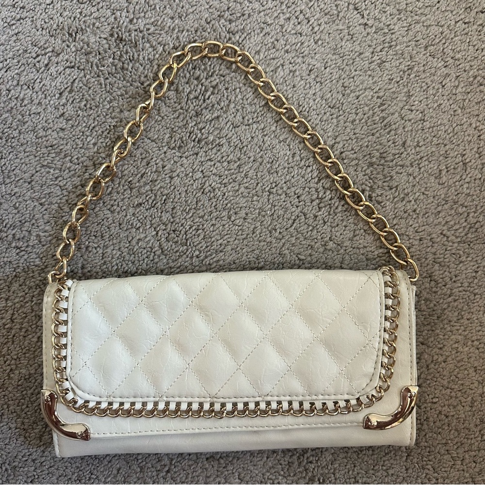 Charlotte Russe Mini Y2K Cream Shoulder Bag